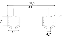 Profilé aluminium rail bas double 9005 (58,5 × 12 mm)