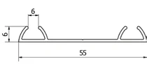 Profilé aluminium rail bas 9008 (55 × 6 mm)