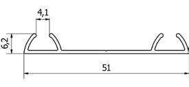 Profilé aluminium rail bas 9016 (51 × 6,2 mm)