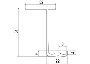 Profilé aluminium de suspension 9055 (32 × 51 mm)