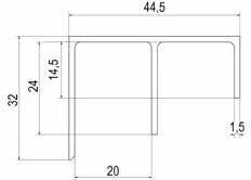 Profilé aluminium rail double 9056 (44,5 × 32 mm)