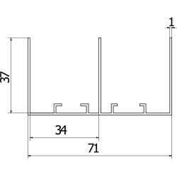 Profilé aluminium rail haut double 9161 (71 × 37 mm)